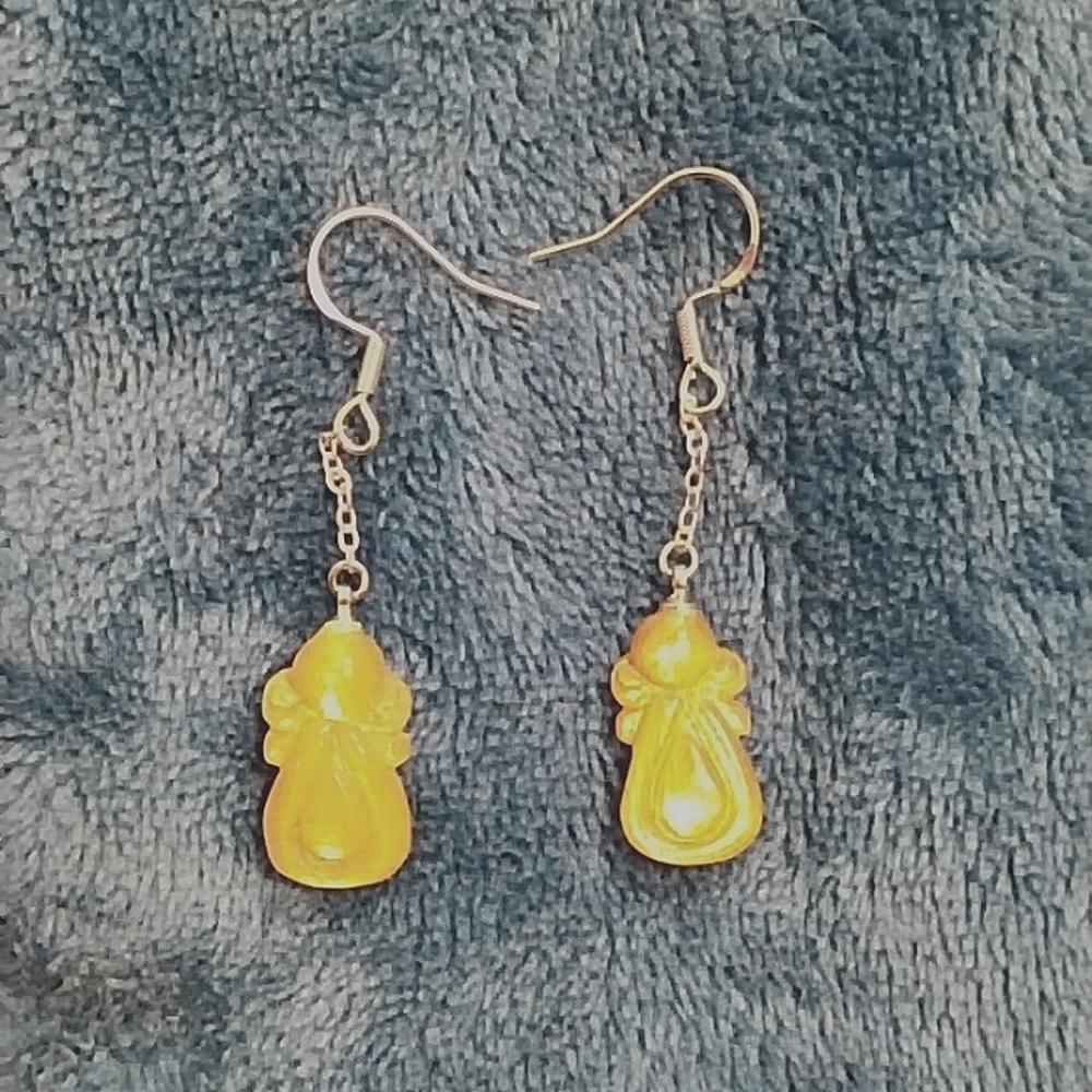 S925 goldstone angel earrings